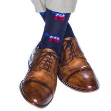 CLASSIC NAVY, RED, WHITE, AND CLEMATIS BLUE DONKEY WITH AMERICAN FLAG 