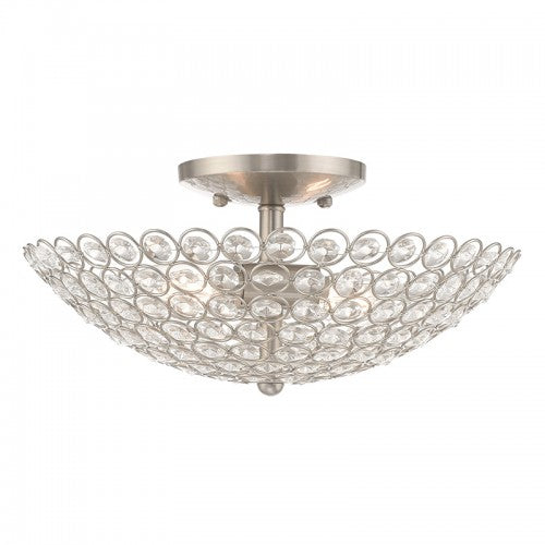 Cassandra 2 Light Brushed Nickel Ceiling Mount, Lighting, Laura of Pembroke
