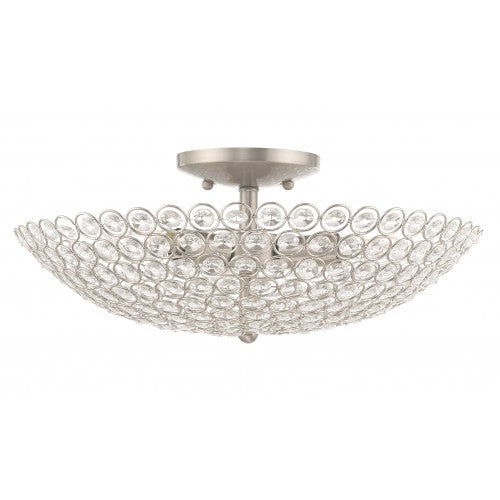 Cassandra 3 Light Brushed Nickel Ceiling Mount, Lighting, Laura of Pembroke