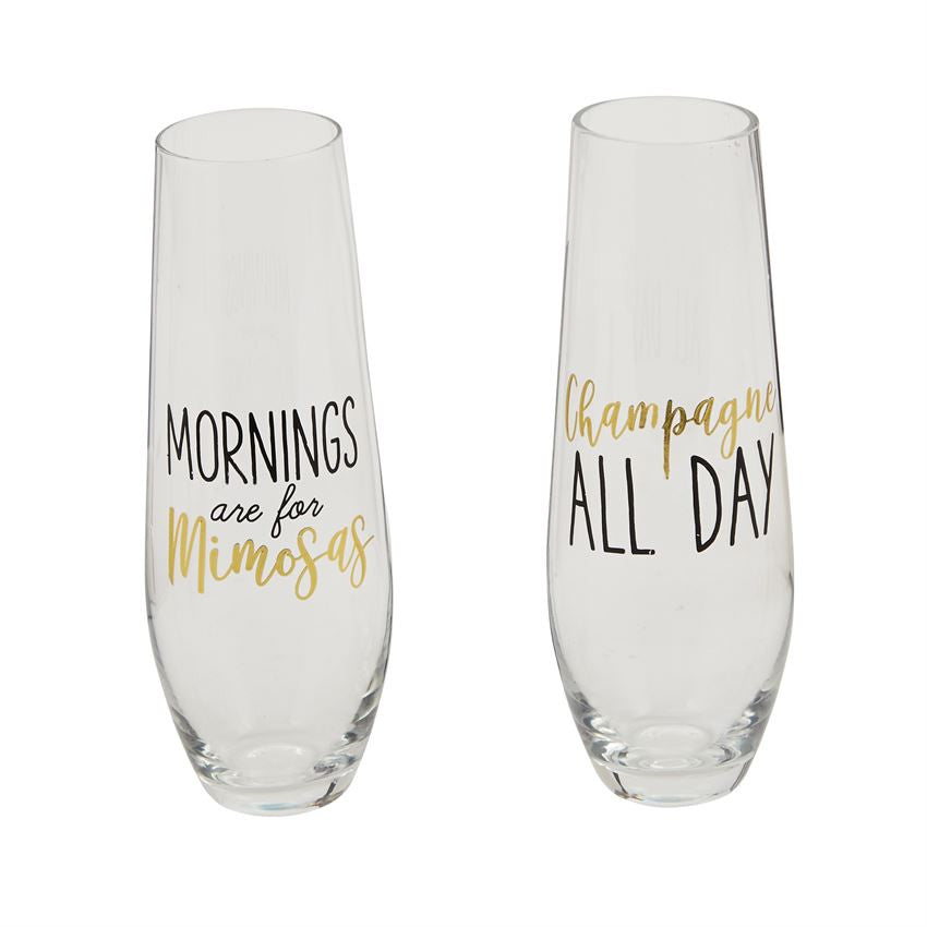 Mimosas Stemless Champagne Glasses, Gifts, Mud Pie, Laura of Pembroke