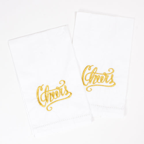 Cheers Embroidered Bar Towels - Set of 2