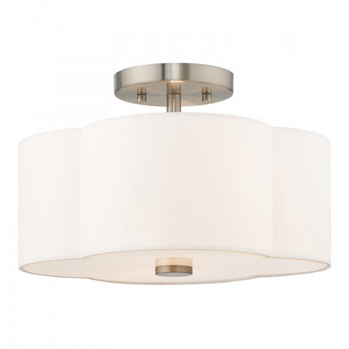 Chelsea 3 Light Brushed Nickel Ceiling Mount, Lighting, Laura of Pembroke