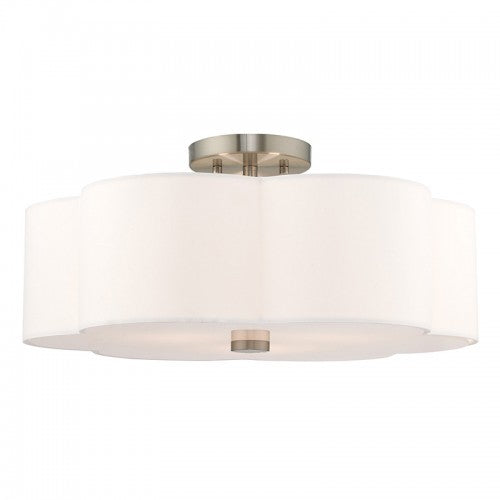 Chelsea 3 Light Brushed Nickel Ceiling Mount, Lighting, Laura of Pembroke