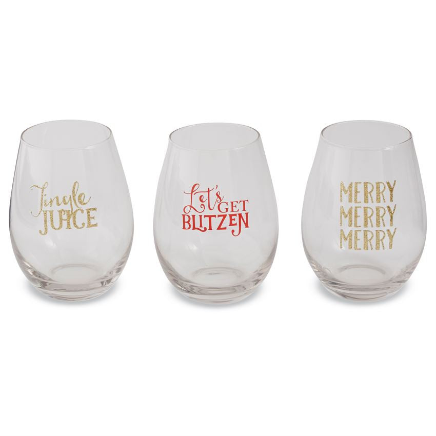 Christmas Wine Glass Stemless, Gifts, Mud Pie, Laura of Pembroke