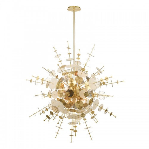 Circulo 12 Light Satin Brass Grand Foyer Pendant Chandelier, Lighting, Laura of Pembroke