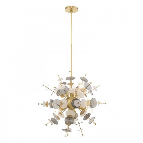 Circulo 6 Light Satin Brass Pendant Chandelier, Lighting, Laura of Pembroke