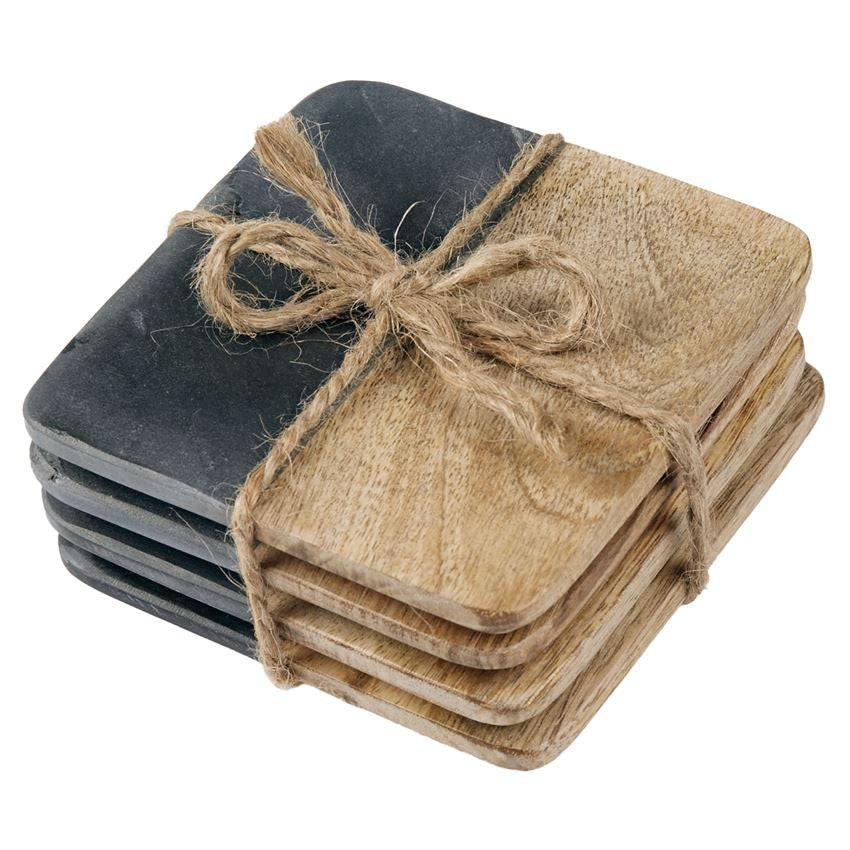 Slate Wood Coaster Set, Gifts, Mud Pie, Laura of Pembroke