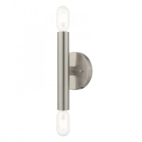 Copenhagen 2 Light Brushed Nickel Wall Sconce, Lighting, Laura of Pembroke