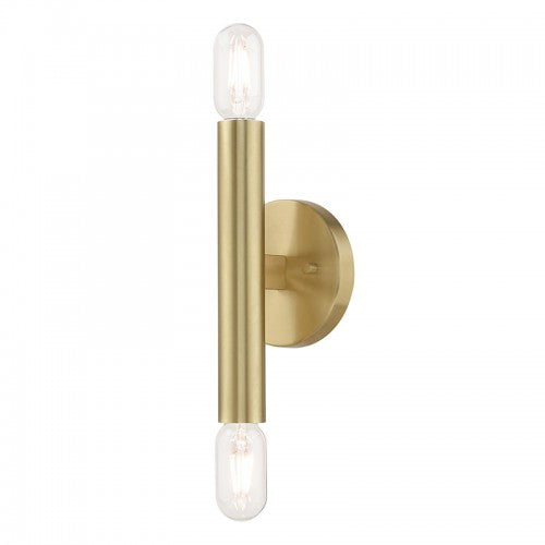 Copenhagen 2 Light Satin Brass Wall Sconce, Lighting, Laura of Pembroke