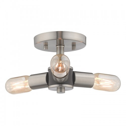 Copenhagen 3 Light Brushed Nickel Ceiling Mount, Lighting, Laura of Pembroke