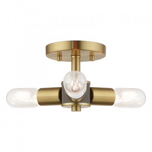 Copenhagen 3 Light Satin Brass Ceiling Mount, Lighting, Laura of Pembroke