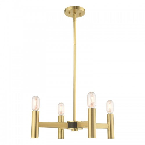 Copenhagen 4 Light Satin Brass Mini Chandelier, Lighting, Laura of Pembroke