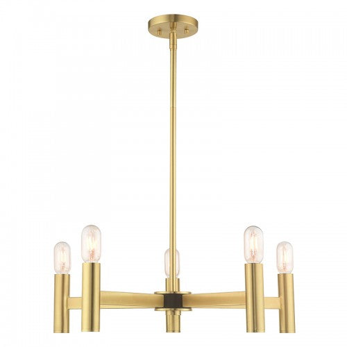 Copenhagen 5 Light Satin Brass Chandelier, Lighting, Laura of Pembroke
