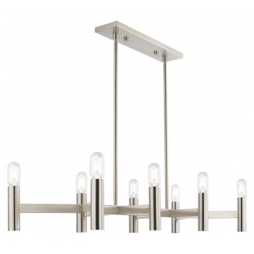 Copenhagen 8 Light Brushed Nickel Linear Chandelier, Lighting, Laura of Pembroke