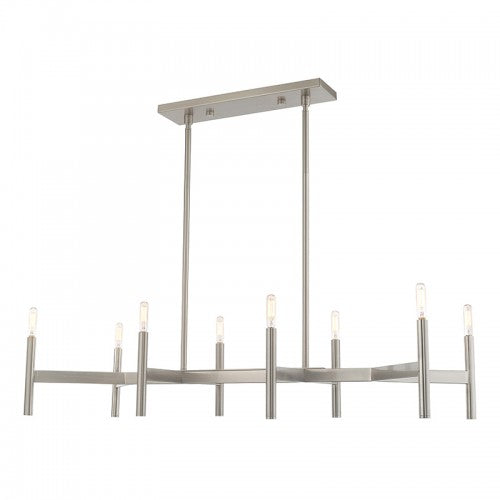 Copenhagen 8 Light Brushed Nickel Linear Chandelier, Lighting, Laura of Pembroke