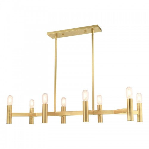 Copenhagen 8 Light Satin Brass Linear Chandelier, Lighting, Laura of Pembroke