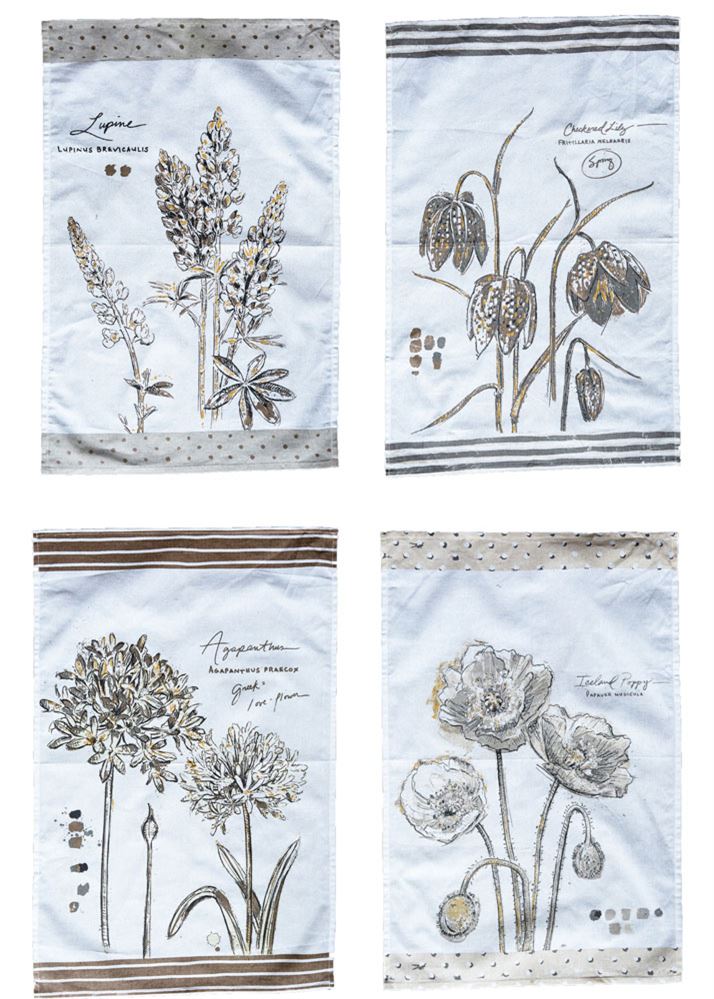 Cotton Tea Towel with Floral Image, Gifts, Laura of Pembroke