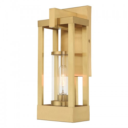 Delancey 1 Light Satin Brass Wall Lantern, Lighting, Laura of Pembroke