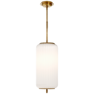 Eden Medium Pendant in Hand-Rubbed Antique Brass with White Glass