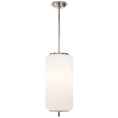 Eden Medium Pendant in Polished Nickel with White Glass