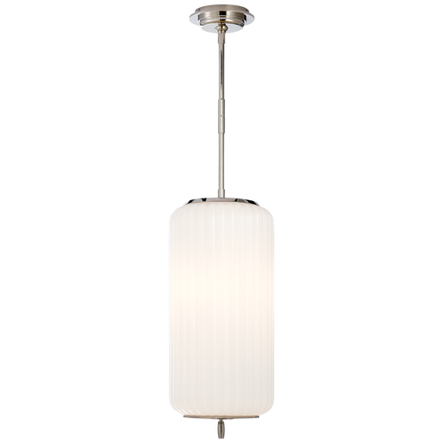 Eden Medium Pendant in Polished Nickel with White Glass