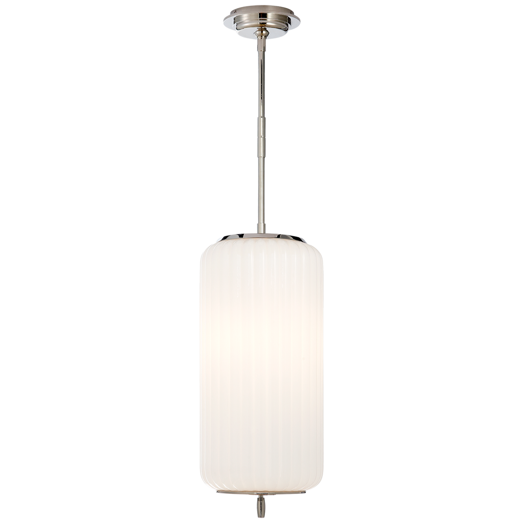 Eden Medium Pendant in Polished Nickel with White Glass