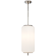 Eden Medium Pendant in Polished Nickel with White Glass
