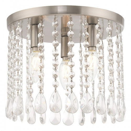 Elizabeth 3 Light Brushed Nickel Ceiling Mount, Lighting, Laura of Pembroke