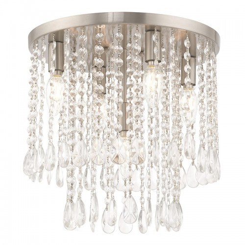 Elizabeth 5 Light Brushed Nickel Ceiling Mount, Lighting, Laura of Pembroke