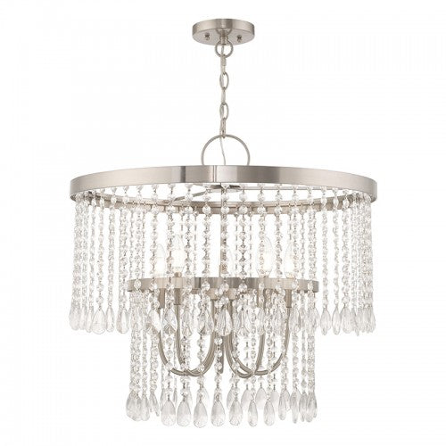 Elizabeth 5 Light Brushed Nickel Pendant Chandelier, Lighting, Laura of Pembroke