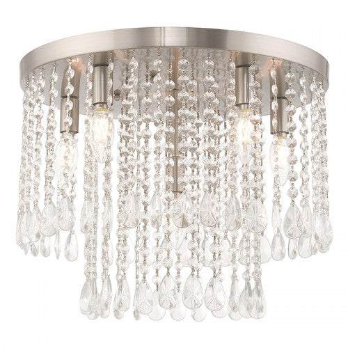 Elizabeth 6 Light Brushed Nickel Ceiling Mount, Lighting, Laura of Pembroke