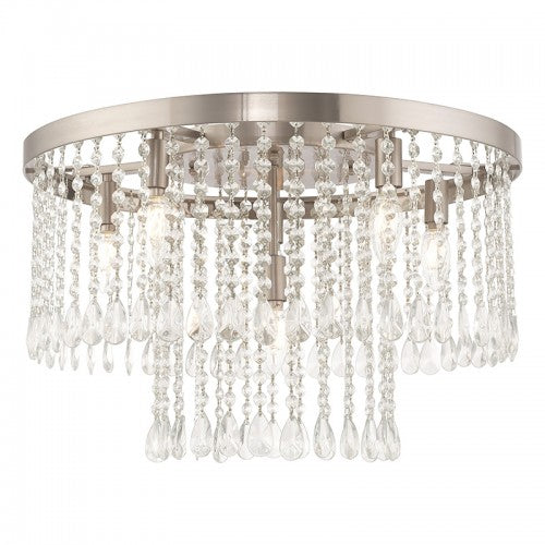 Elizabeth 6 Light Brushed Nickel Ceiling Mount, Lighting, Laura of Pembroke