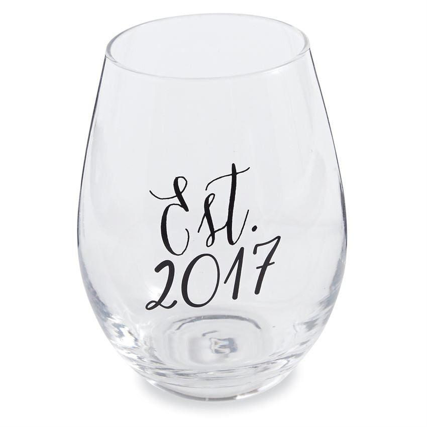 Est. 2017 Stemless Wine Glass, Gifts, Mud Pie, Laura of Pembroke
