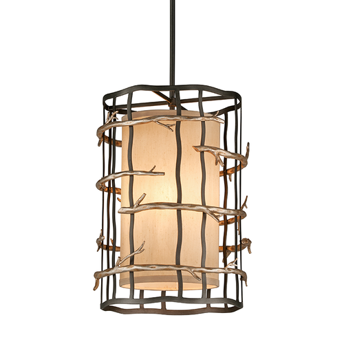 Graphite & Silver Leaf Branch 2 Light Pendant, Lighting, Laura of Pembroke