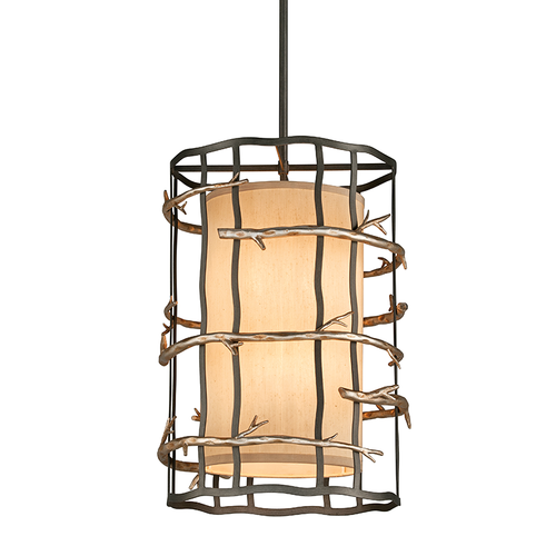 Graphite & Silver Leaf Branch 6 Light Chandelier, Lighting, Laura of Pembroke