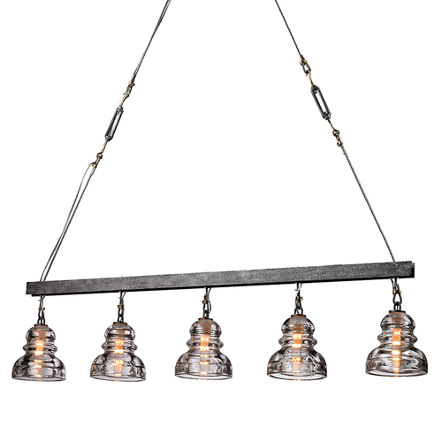 Menlo Park Old Silver 5 Light Linear Pendant, Lighting, Laura of Pembroke