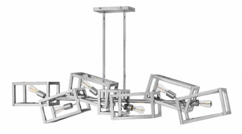 Polished Nickel Ensemble Stem Hung Linear Chandelier, Lighting, Laura of Pembroke