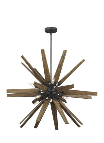 THORNE 8 LIGHT CHANDELIER, DARK WEATHERED ZINC