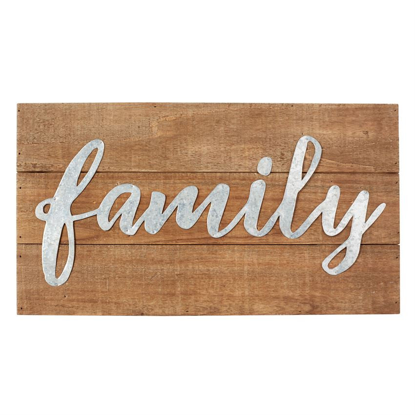 Family Wood Metal Script Plaque, Gifts, Mud Pie, Laura of Pembroke