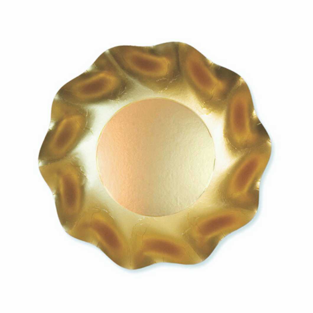 GOLD WAVY PAPER APPETIZER/DESSERT BOWLS