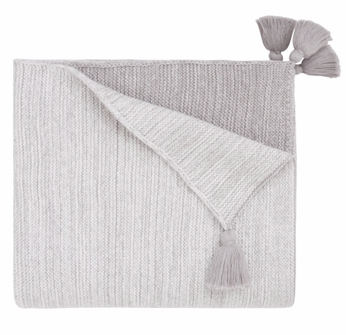 Gray Ombre Tassel Baby Blanket