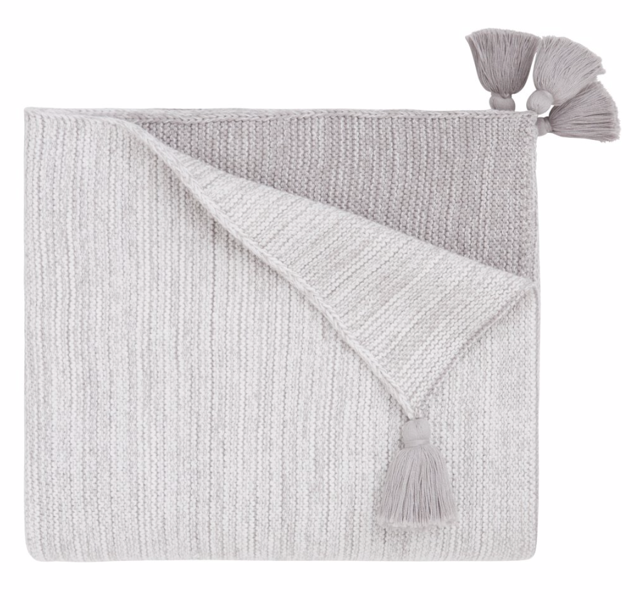 Gray Ombre Tassel Baby Blanket