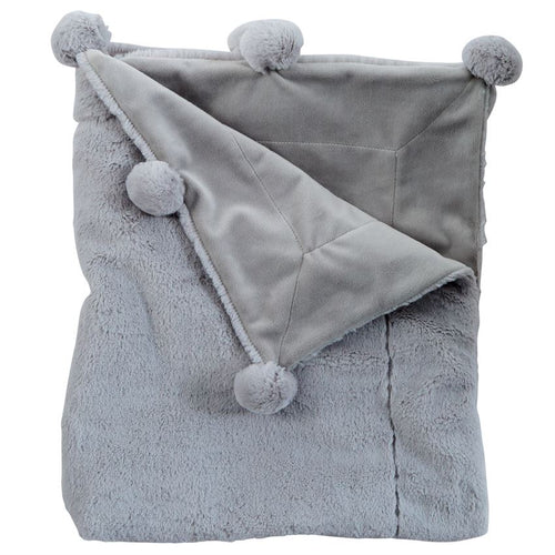 GREY POM POM BLANKET