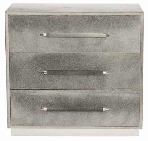 Gray Hair-on-Hide 3 Drawer Nightstand, Home Furnishings, Laura of Pembroke