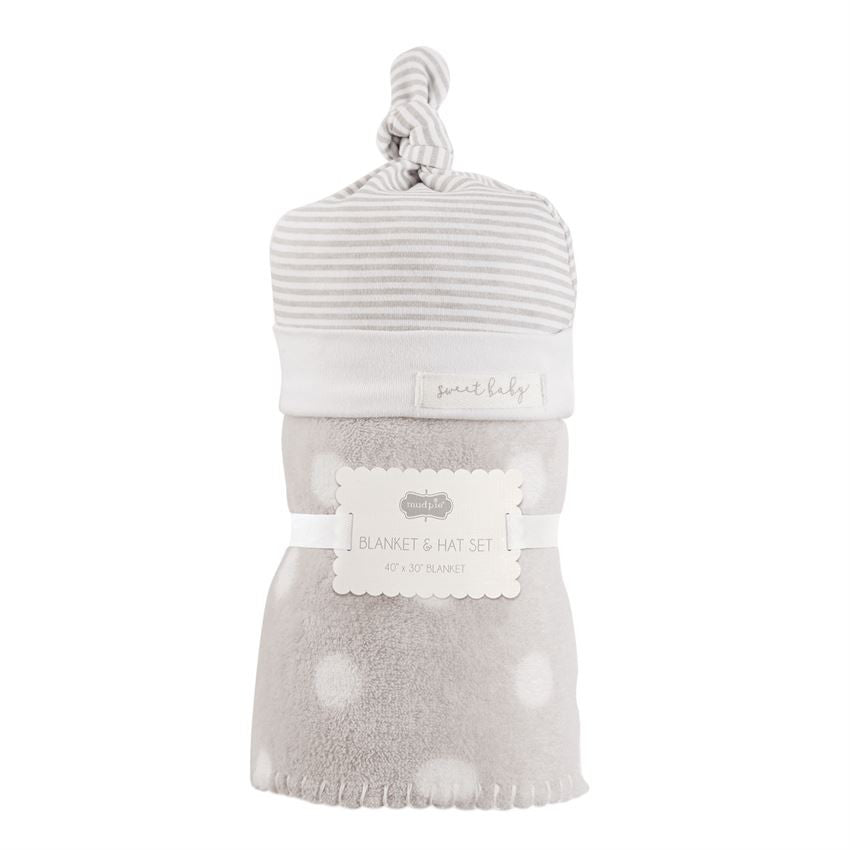 Gray Sweet Baby Hat and Blanket Set, Baby, Mud Pie, Laura of Pembroke