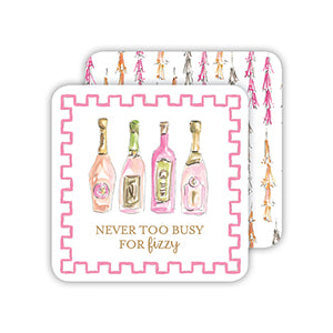 Handpainted 'Never Too Busy for Fizzy' paper coasters