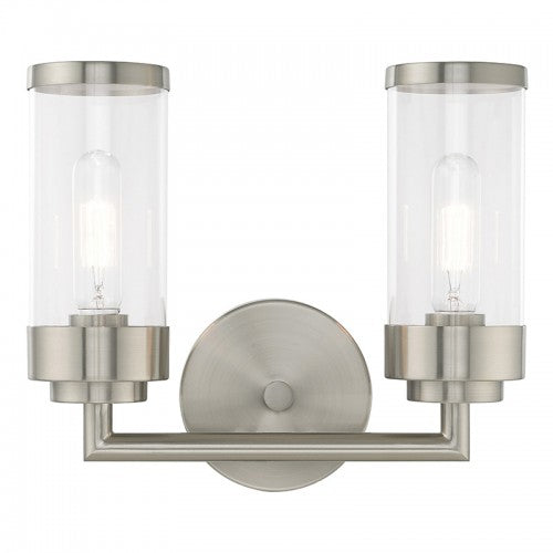 Hillcrest 2 Light Brushed Nickel Bath Vanity, Lighting, Laura of Pembroke