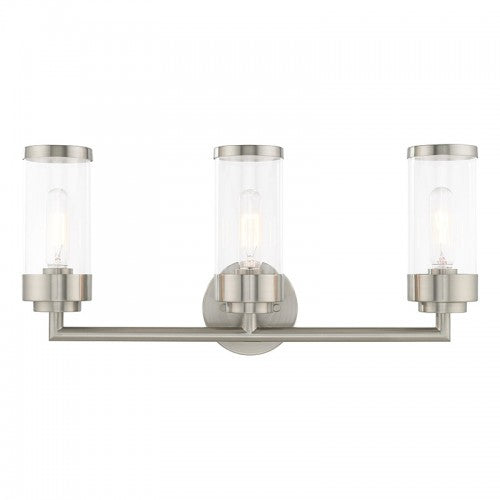 Hillcrest 3 Light Brushed Nickel Bath Vanity, Lighting, Laura of Pembroke