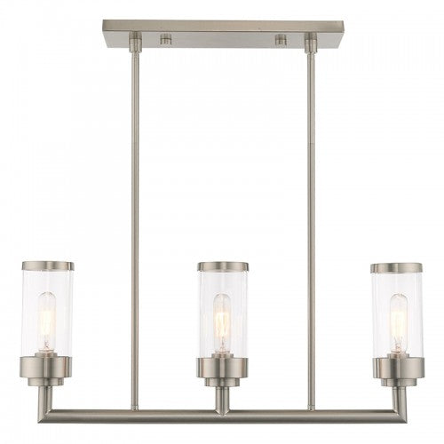 Hillcrest 3 Light Brushed Nickel Linear Chandelier, Lighting, Laura of Pembroke