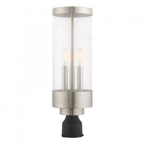 Hillcrest 3 Light Brushed Nickel Post Top Lantern, Lighting, Laura of Pembroke